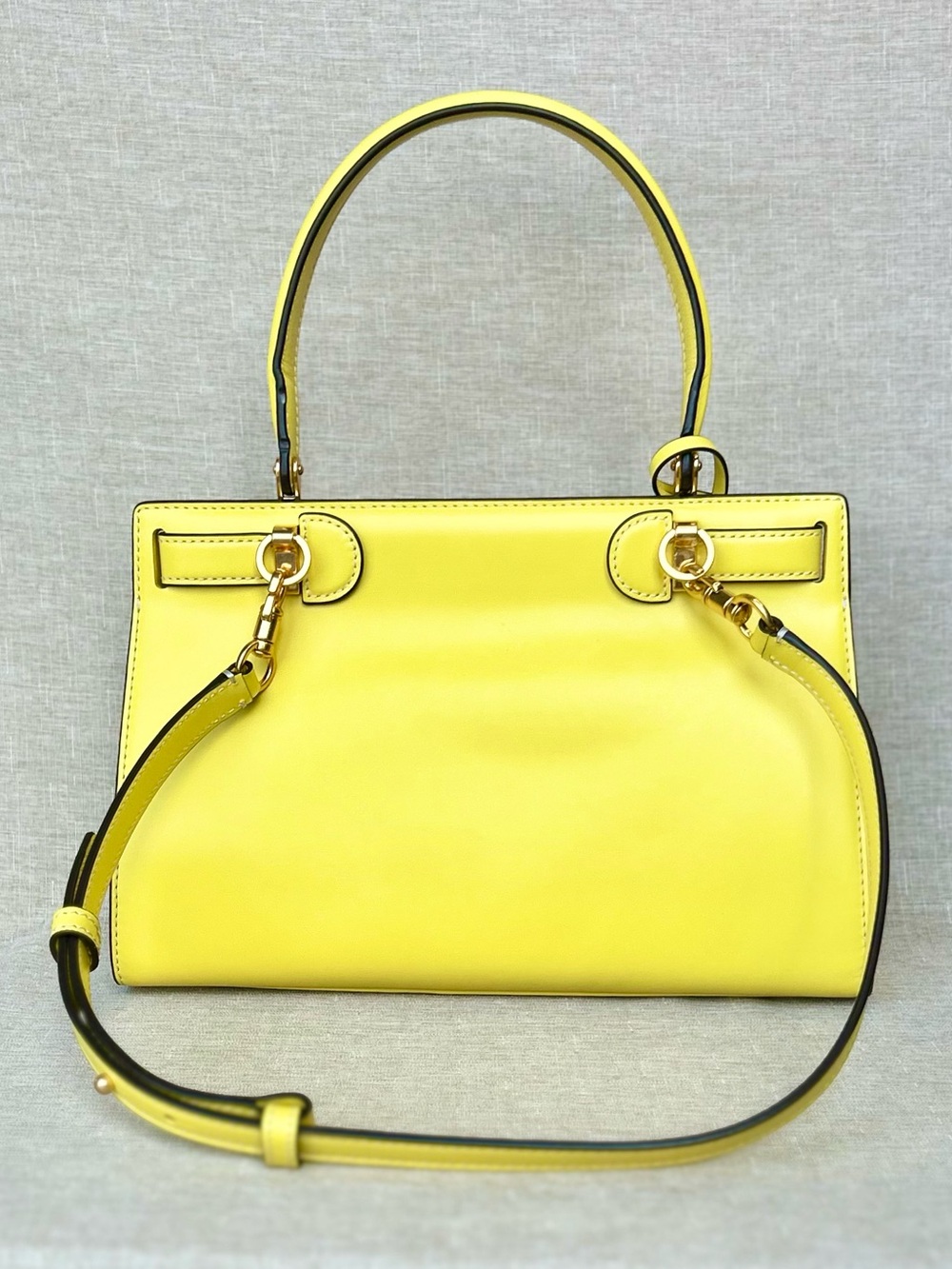 Tory Burch Lee Radziwill Electric Yellow Leather Satchel - Picture 6 of 16